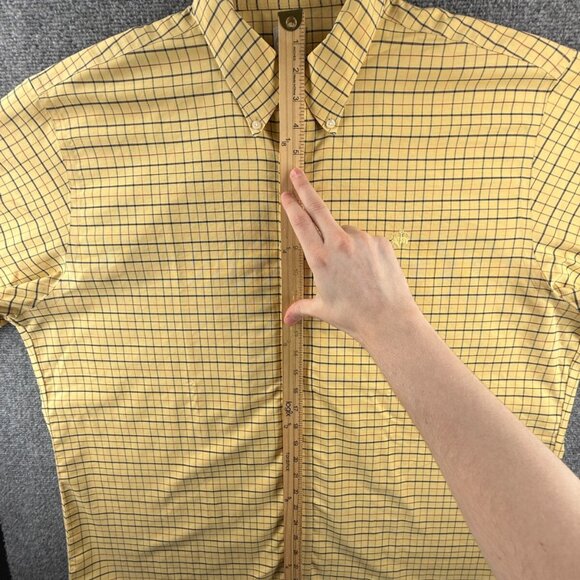 Brooks Brothers Oxford Cloth Button Down Yellow Check XL Non Iron Supima Cotton - Picture 14 of 16